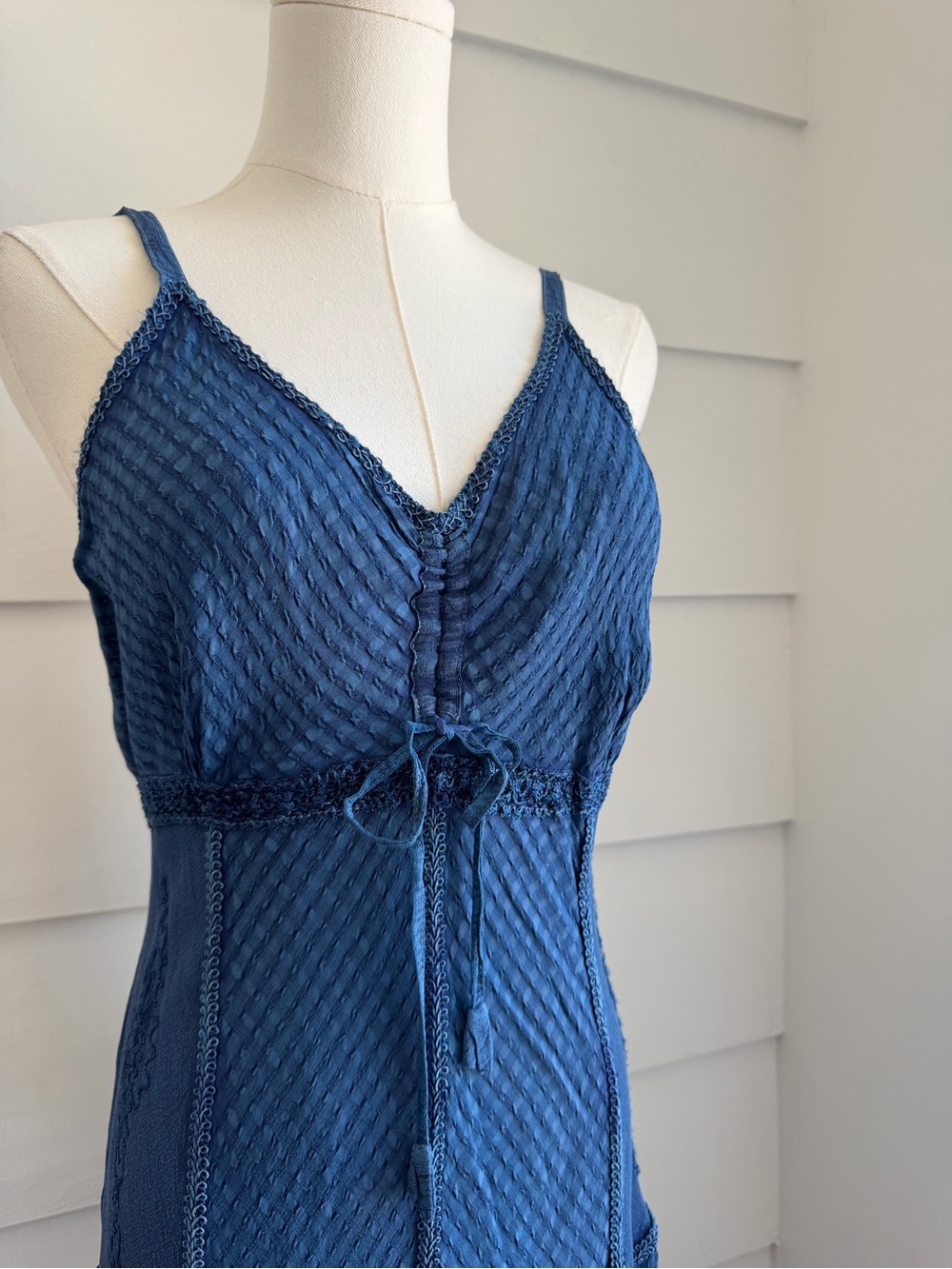 Vintage Y2K Maxi Dress Indigo Blue Fairy Made in India size L - Picture 4 of 8